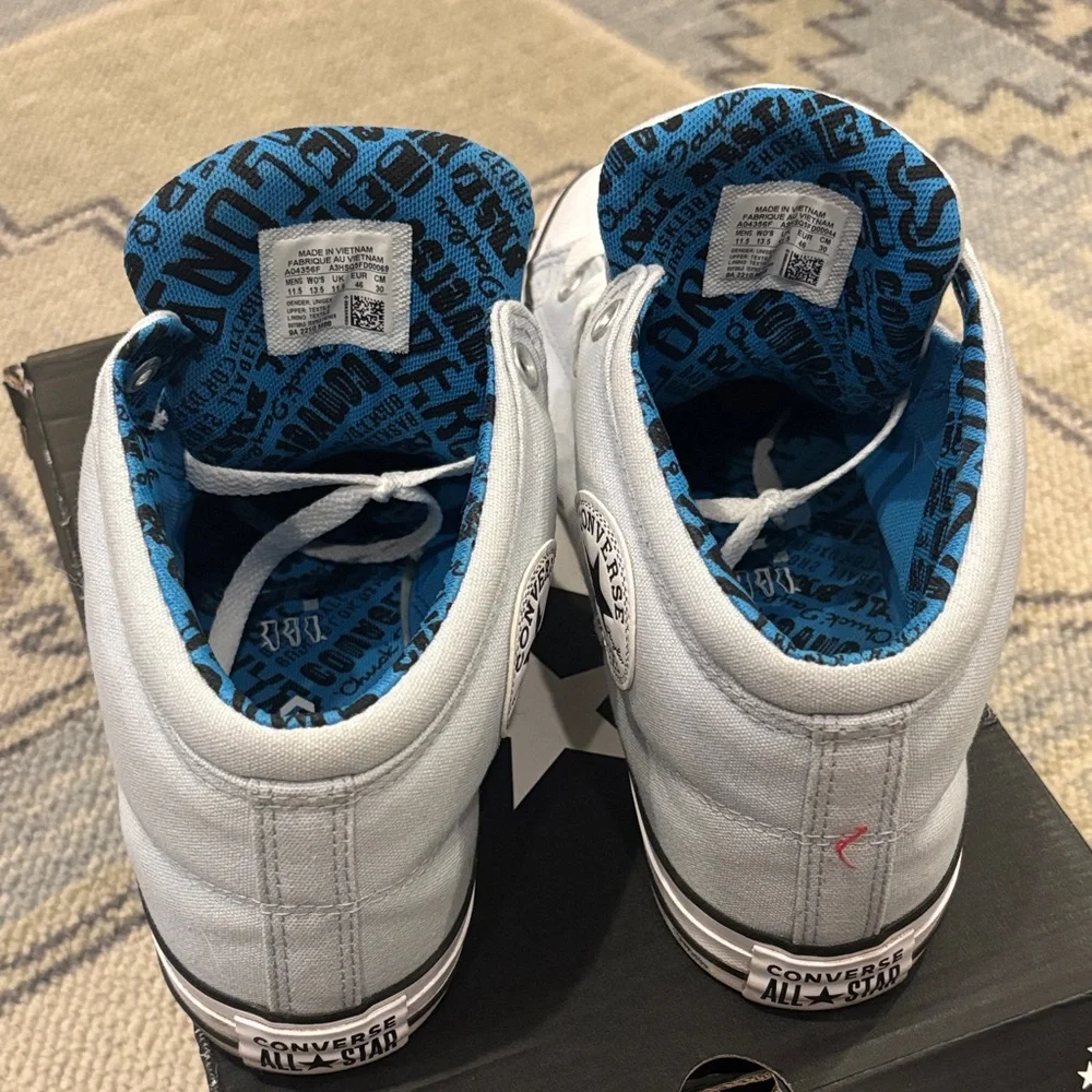Converse Light Blue & White High-Top Sneakers 11.5, worn twice - Picture 3 of 5